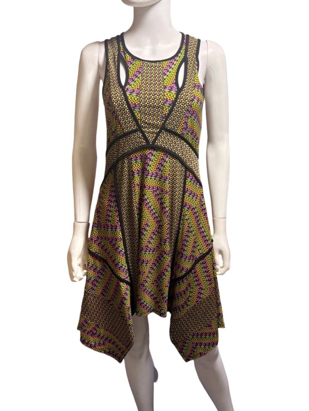 NWT BCBG Maxazria Asymmetrical Multicolor Dress - XXS - Picture 1 of 3